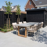 Lausanne/Dakota beige/wit dining tuinset | 6 personen | betonlook + touw | 250cm