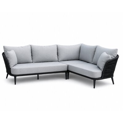 Palermo hoek loungeset 5 personen | aluminium + touw | Stone Grey | 4-delig - 230x230cm