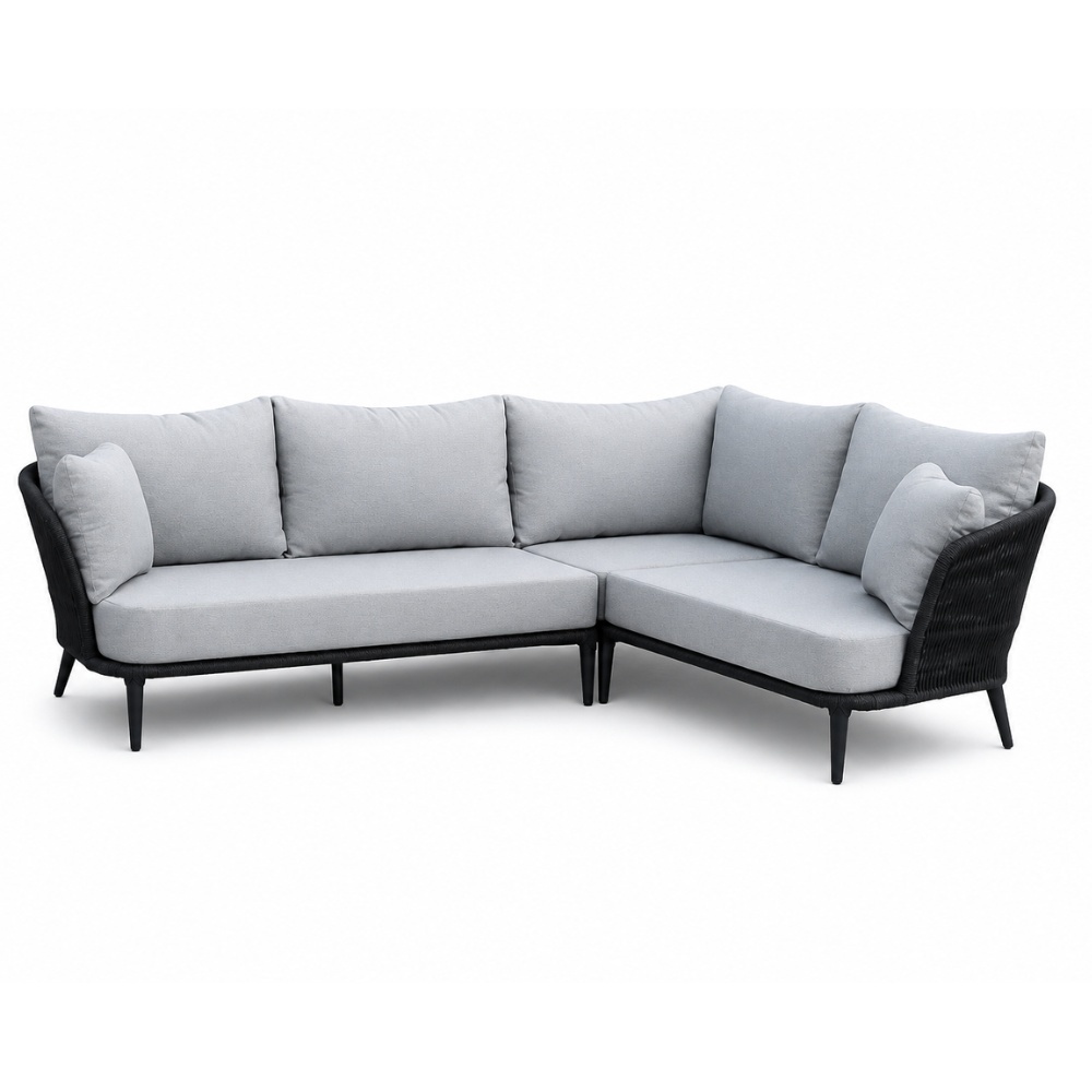 Palermo hoek loungeset 5 personen | aluminium + touw | Stone Grey | 4-delig - 230x230cm
