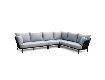 Palermo hoek loungeset 5 personen incl. tussenelement | aluminium + touw | Stone Grey | 4-delig