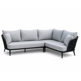 Palermo hoek loungeset 5 personen incl. tussenelement | aluminium + touw | Stone Grey | 4-delig