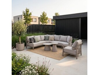 Merida hoek loungeset incl. stoel | aluminium + touw | beige | 5-delig