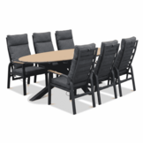 Dallas antraciet/Annecy antraciet dining tuinset | 6 personen | polywood + aluminium | 220cm