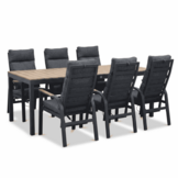 Oxford/Annecy antraciet dining tuinset | 6 personen | aluminium + aluminium | 200cm