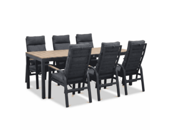 Oxford/Annecy antraciet dining tuinset | 6 personen | aluminium + aluminium | 200cm