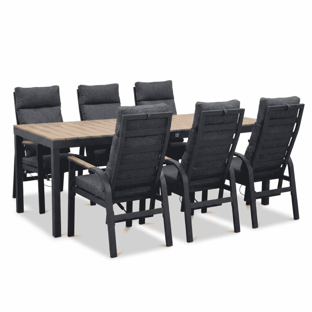 Oxford/Annecy antraciet dining tuinset | 6 personen | aluminium + aluminium | 200cm