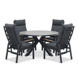 York/Annecy antraciet dining tuinset | 4 personen | sintered stone + aluminium | 150cm rond