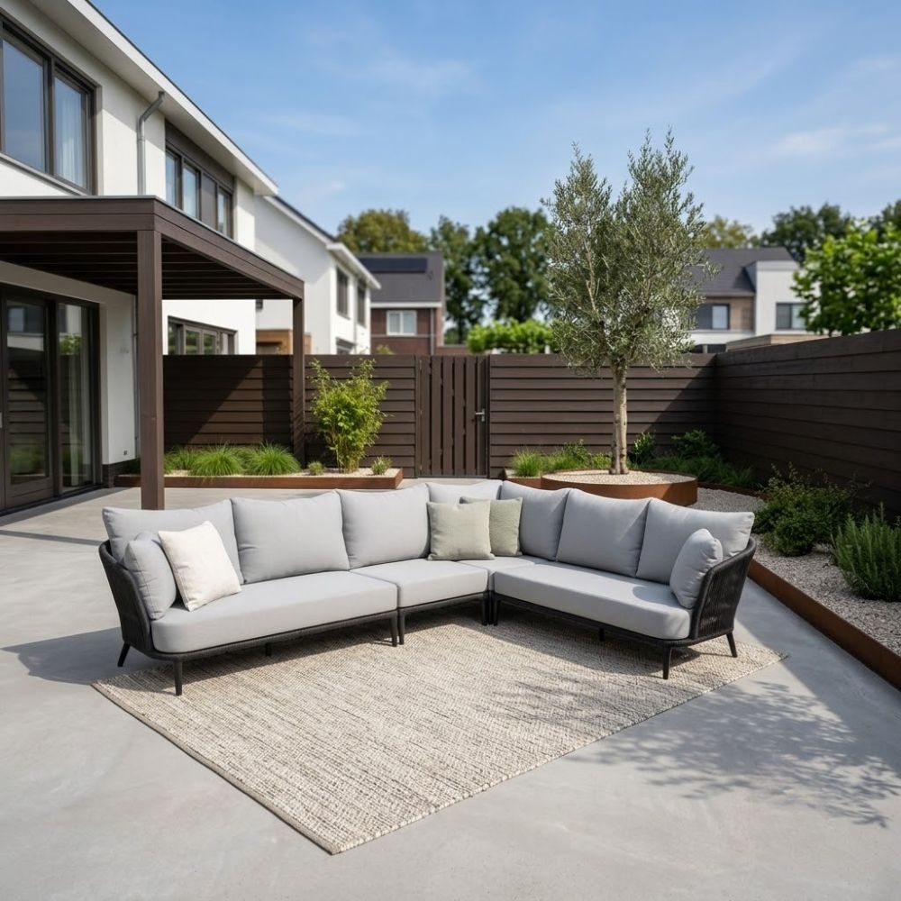 Palermo tussenelement | aluminium + touw | Stone Grey