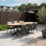 Texas/Alicante antraciet dining tuinset | 6 personen | polywood + wicker | 260cm