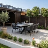 Stockholm/Parma antraciet dining tuinset | 6 personen | polystone + touw | 240cm