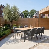 Oxford/Parma antraciet dining tuinset | 6 personen | aluminium + touw | 200cm