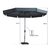 Syros luxe stokparasol Ø350cm | Safier Blue