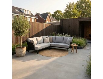 Palermo hoek loungeset 5 personen | aluminium + touw | Stone Grey | 4-delig - 230x230cm