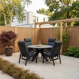 York/Annecy antraciet dining tuinset | 4 personen | sintered stone + aluminium | 150cm rond