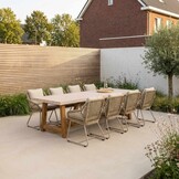 Velora/Seville beige dining tuinset | 8 personen | polystone + touw | 300cm