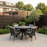 York/Alicante antraciet dining tuinset | 4 personen | sintered stone + wicker | 150cm rond