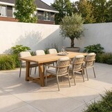 Velora/Montana beige dining tuinset | 6 personen | polystone + aluminium | 250cm