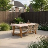 Velora/Seville beige dining tuinset | 4 personen | polystone + touw | 200cm