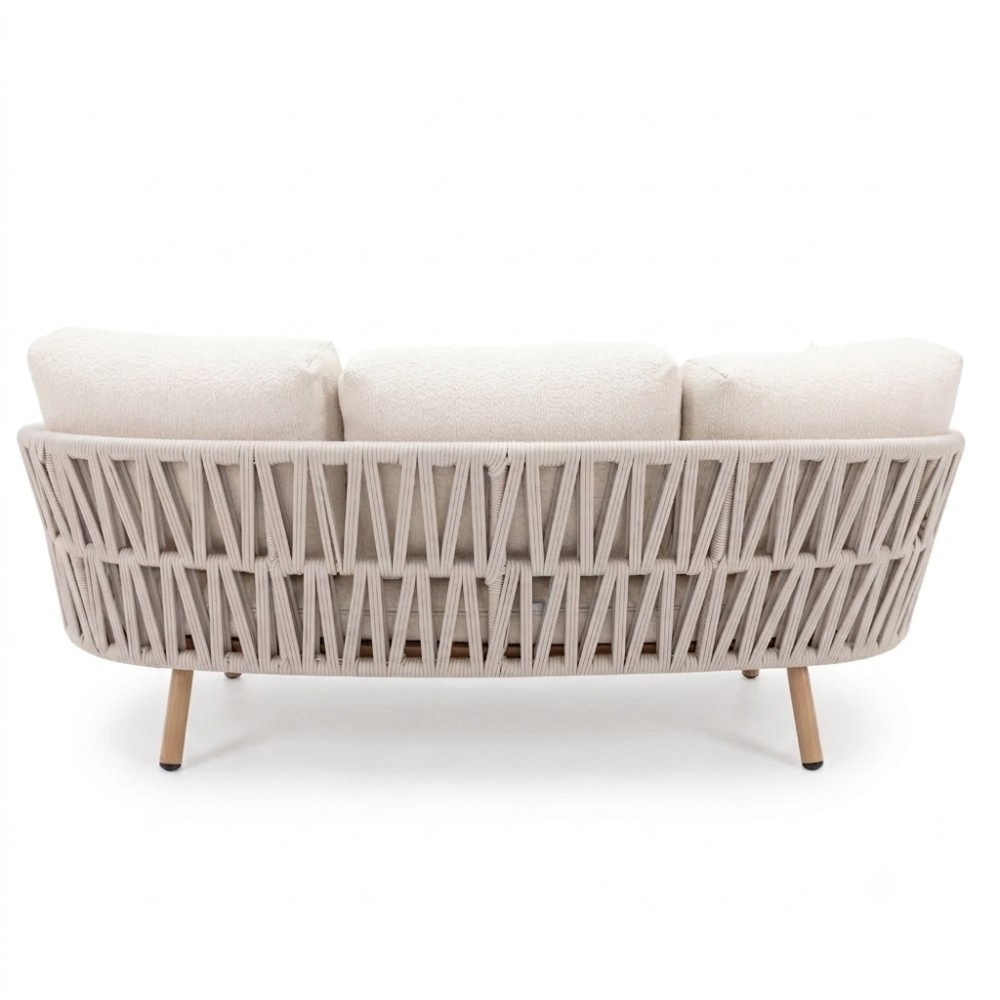 Toscana stoel-bank loungeset | aluminium + touw | beige | 5-delig