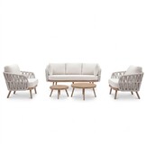 Toscana stoel-bank loungeset | aluminium + touw | beige | 5-delig