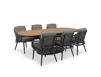 Panama/Vedra antraciet dining tuinset | 6 personen | polywood + touw | 260cm