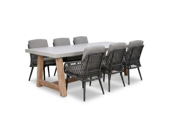 Veltis/Vedra antraciet dining tuinset | 6 personen | polystone + touw | 250cm