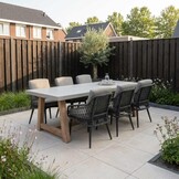 Veltis/Vedra antraciet dining tuinset | 6 personen | polystone + touw | 250cm