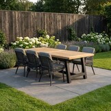 James/Vedra antraciet dining tuinset | 6 personen | teakhout + touw | 260cm