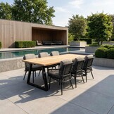 Elena/Vedra antraciet dining tuinset | 6 personen | teakhout + touw | 240cm