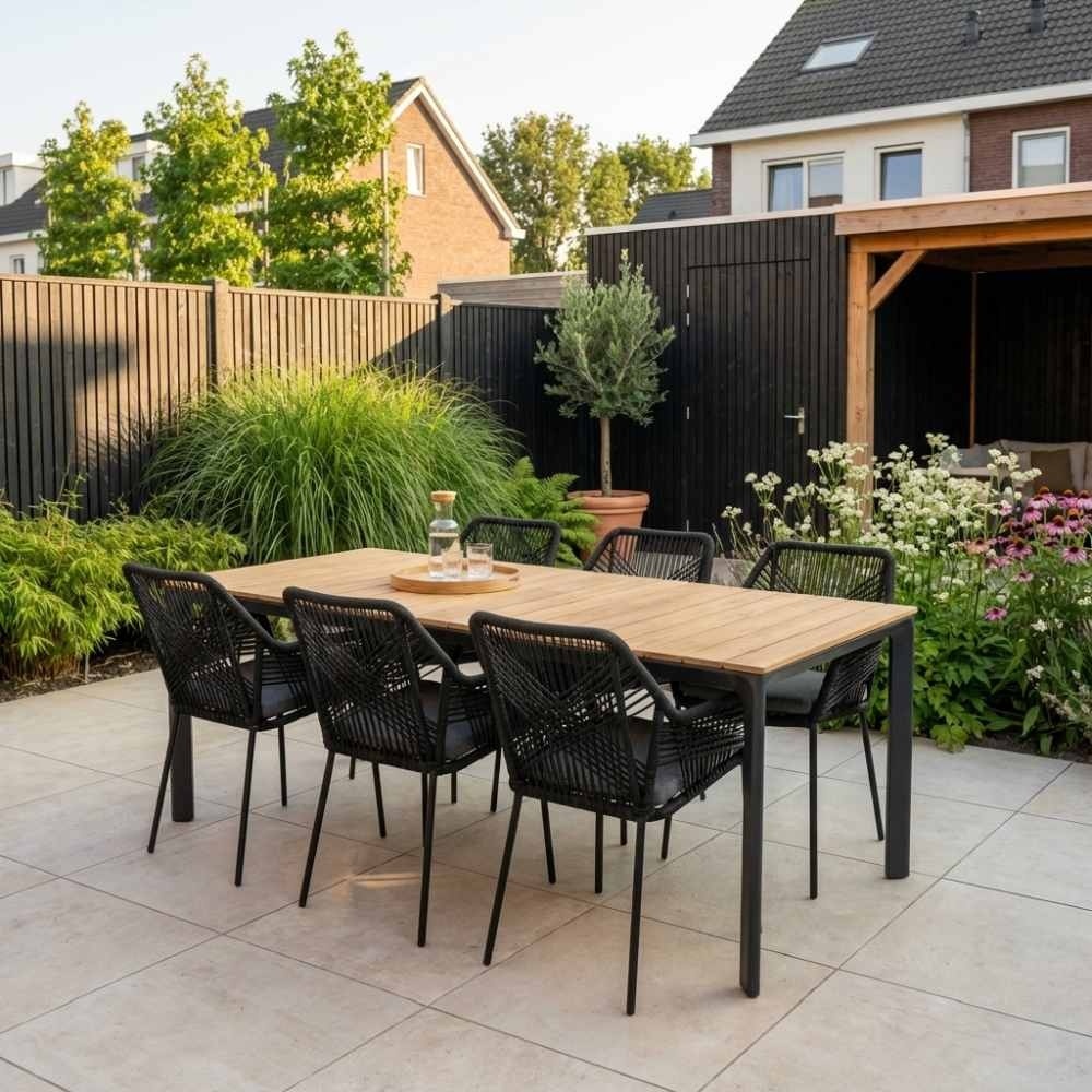 Arezzo dining tuintafel 6 personen | polywood + aluminium | Natural Wood | 200cm