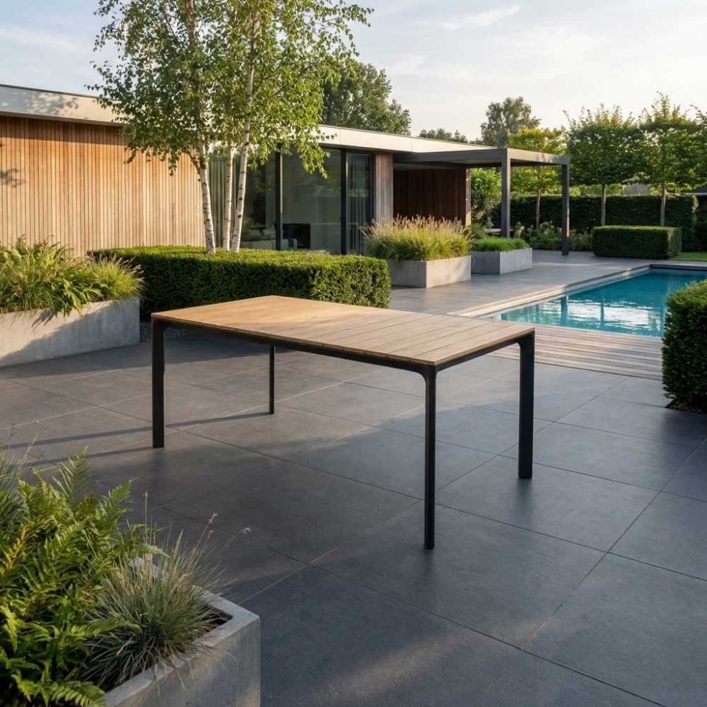 Arezzo/Seville zwart dining tuinset | 6 personen | | 200cm