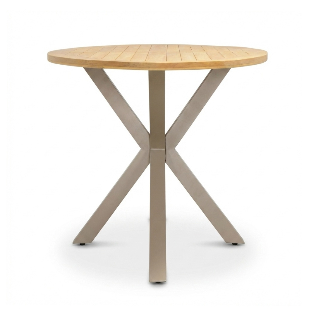 Cleve beige/Valencia Sandstone dining barset | 6 personen | teakhout + touw | 240cm