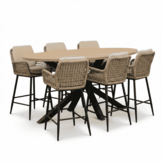 Cleve antraciet/Valencia Sahara Dust dining barset | 6 personen | teakhout + touw | 240cm