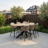 Cleve antraciet/Mara Sahara Dust dining barset | 6 personen | teakhout + touw | 240cm