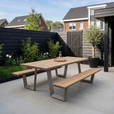 Brisbane picknick dining tuinset | aluminium + polywood | Natural Wood/beige | 200cm