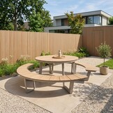 Auckland picknick dining tuinset | aluminium + polywood | Natural Wood/beige | 239cm rond