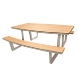Brooklyn picknick dining tuinset | aluminium + polywood | Natural Wood/beige | 200cm ovaal