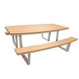 Brooklyn picknick dining tuinset | aluminium + polywood | Natural Wood/beige | 200cm ovaal