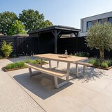 Brooklyn picknick dining tuinset | aluminium + polywood | Natural Wood/beige | 200cm ovaal