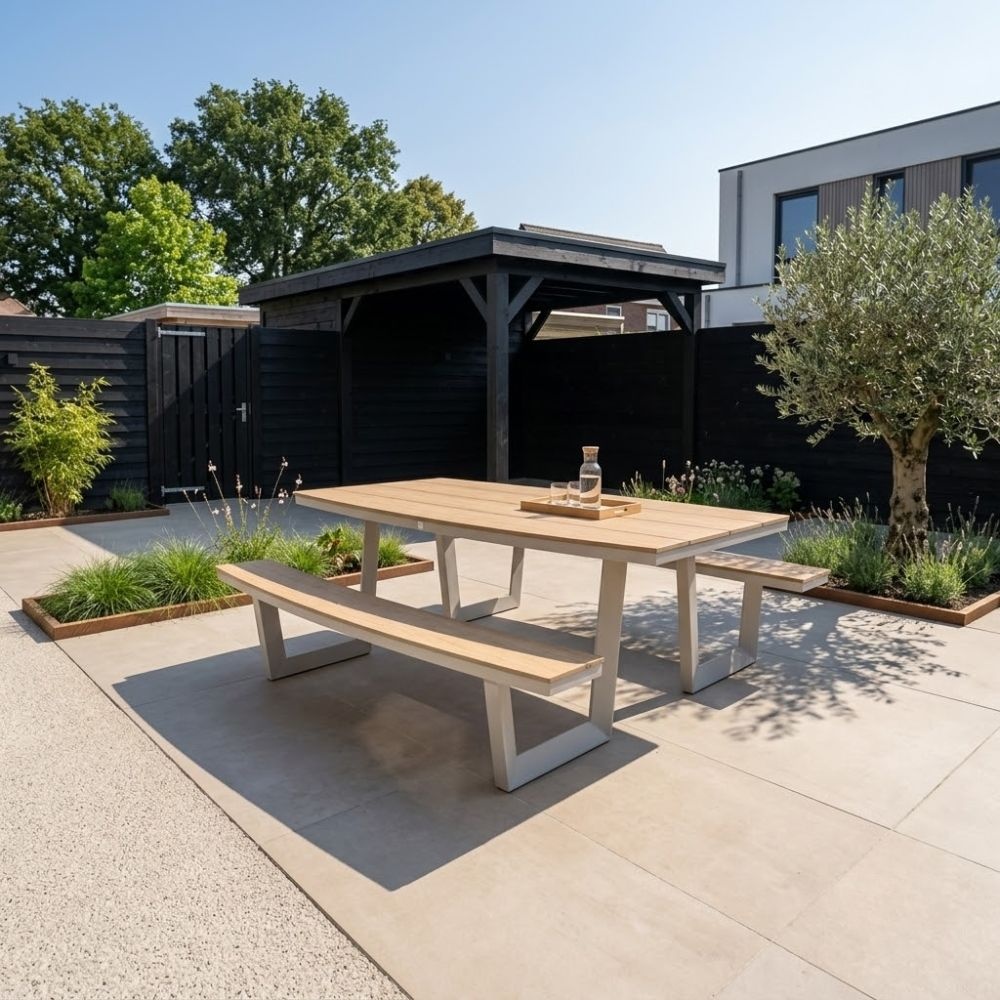 Brooklyn picknick dining tuinset | aluminium + polywood | Natural Wood/beige | 200cm ovaal