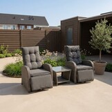Melia lounge balkonset - verstelbaar 2 personen | wicker | grijs | 3-delig