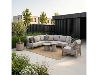 Merida hoek loungeset incl loungestoel | aluminium + touw | beige