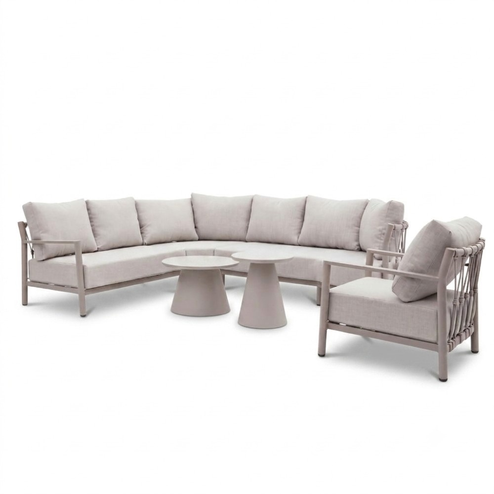 Merida hoek loungeset incl loungestoel | aluminium + touw | beige