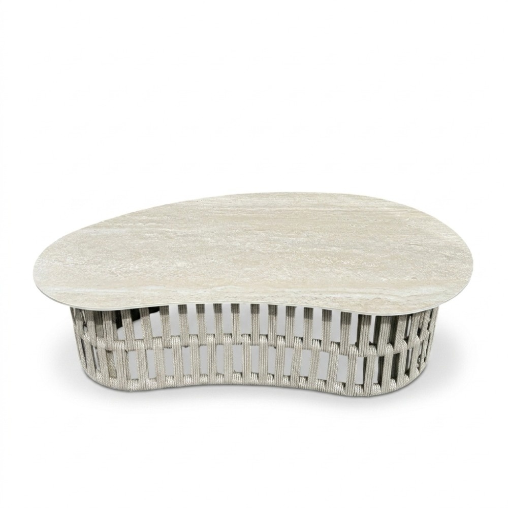 Sunvera stoel-bank loungeset | touw + aluminium | beige | 4-delig