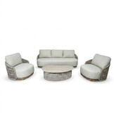 Sunvera stoel-bank loungeset | touw + aluminium | beige | 4-delig