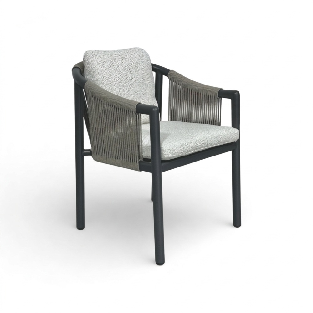 Sora dining tuinstoel | touw + aluminium | antraciet