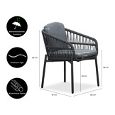 Cleve/Rico charcoal dining tuinset | 4 personen | teakhout + aluminium | 120cm rond