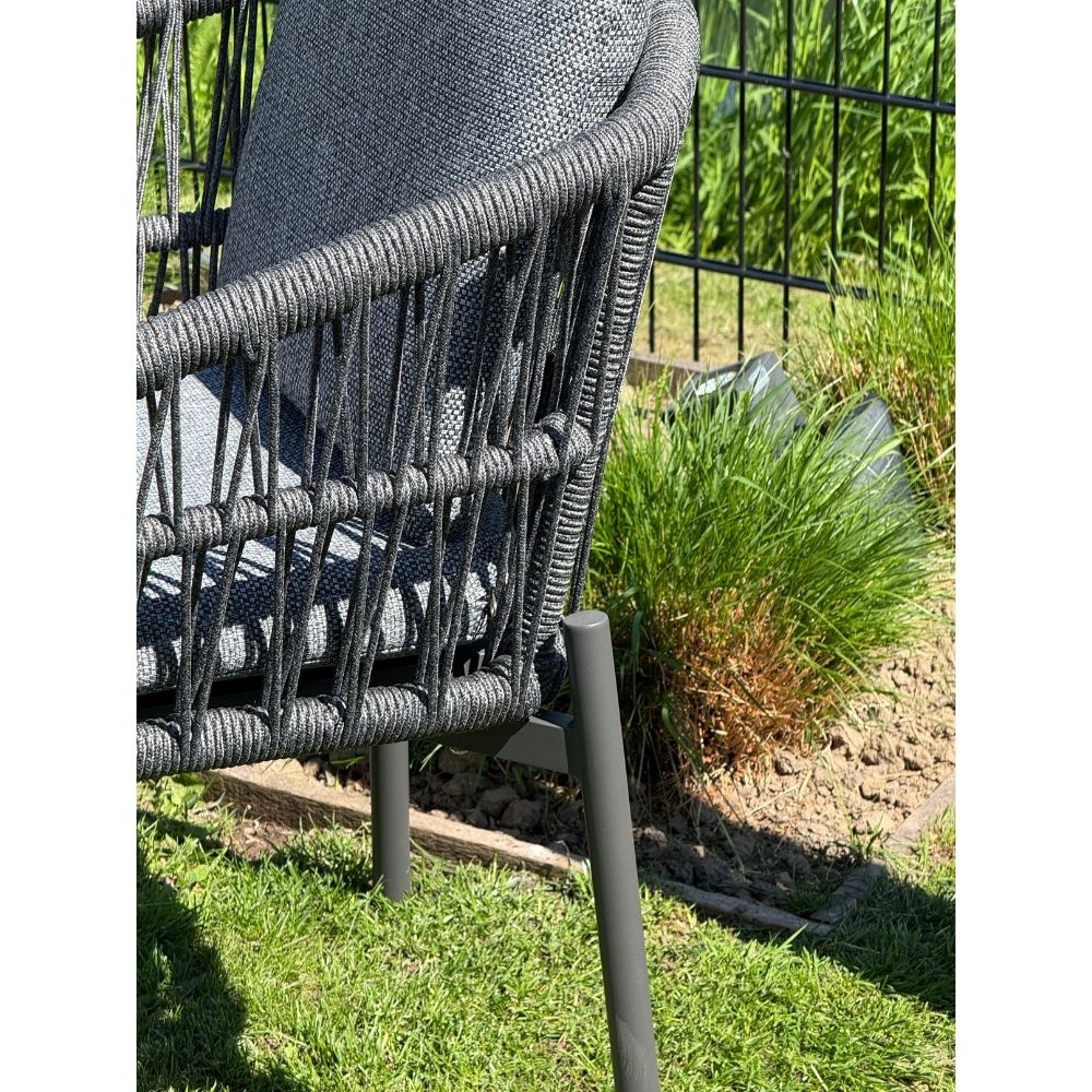 Cleve/Rico charcoal dining tuinset | 4 personen | teakhout + aluminium | 120cm rond
