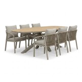 Dallas/Calgary beige dining tuinset | 6 personen | polywood + touw | 220cm