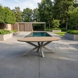 Dallas/Calgary beige dining tuinset | 6 personen | polywood + touw | 220cm